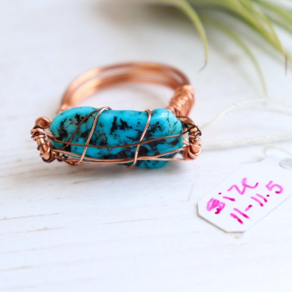Ring/ Gift/ hand made/ Wire wrap/ Turquoise/ BOHO/